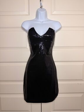 Lovely Day Black Sequin Strapless Cocktail Dress